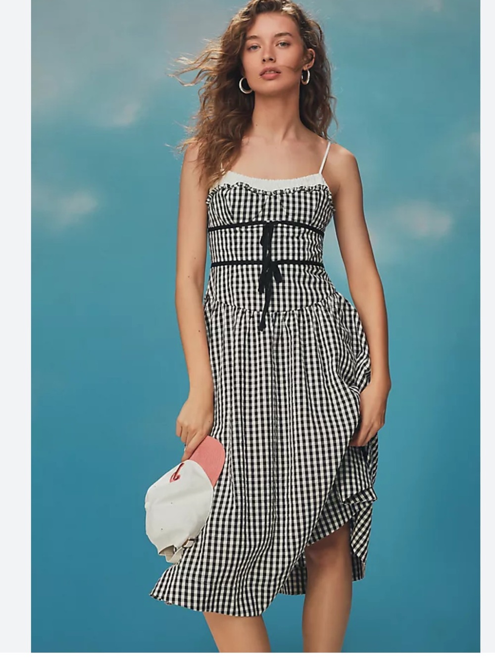 NWT For Love & Lemons Black and White Gingham Dress